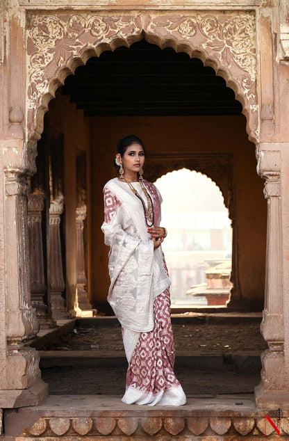 Light Brown Pure Banarasi Khaddi Georgette Saree