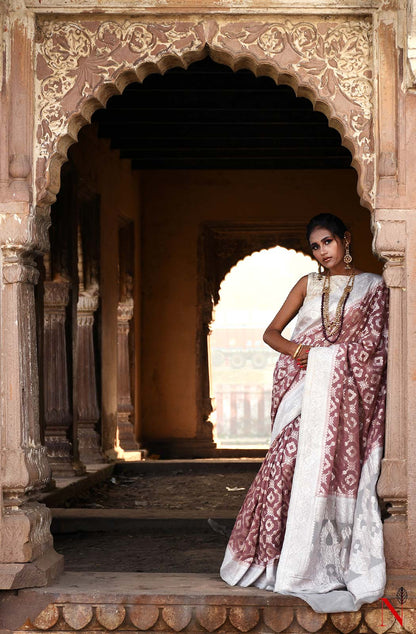 Light Brown Pure Banarasi Khaddi Georgette Saree