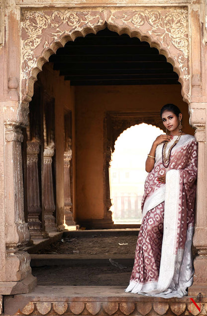 Light Brown Pure Banarasi Khaddi Georgette Saree