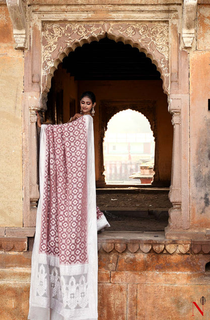 Light Brown Pure Banarasi Khaddi Georgette Saree