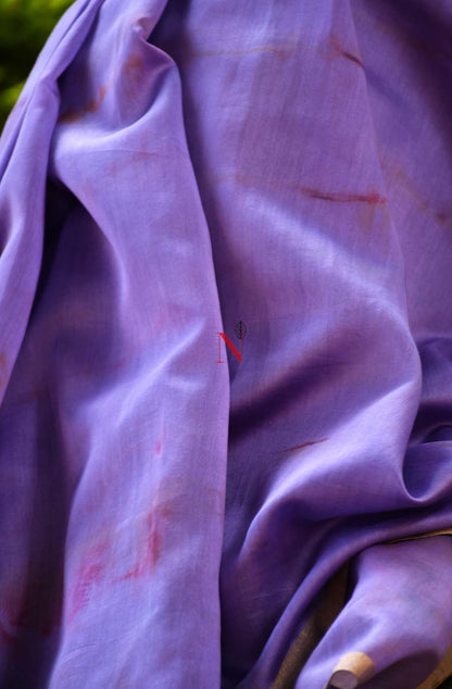 Violet & Purple Pure Silk Chanderi Saree - Shibori