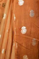 Fawn & Brown Pure Silk Chanderi Saree