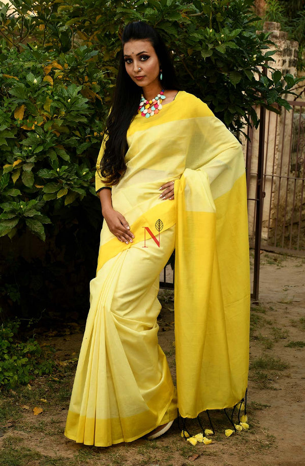 Lemon & Yellow Pure Silk Chanderi Saree