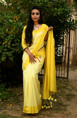 Lemon & Yellow Pure Silk Chanderi Saree