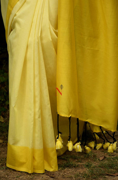 Lemon & Yellow Pure Silk Chanderi Saree