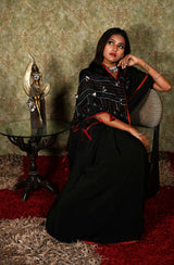 Black Designer Pure Crepe Saree - Black Beast