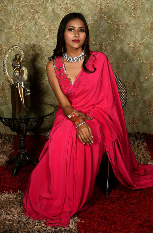 Rani Designer Pure Crepe Saree - Naksheband