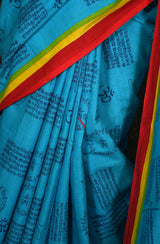 Blue Pure Cotton Printed Saree