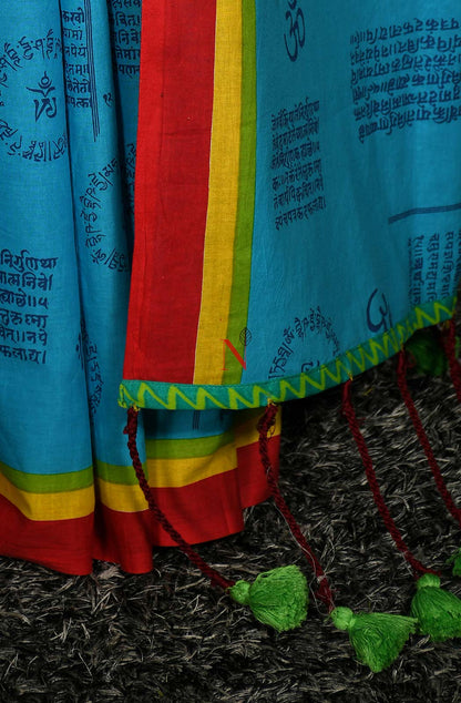 Blue Pure Cotton Printed Saree