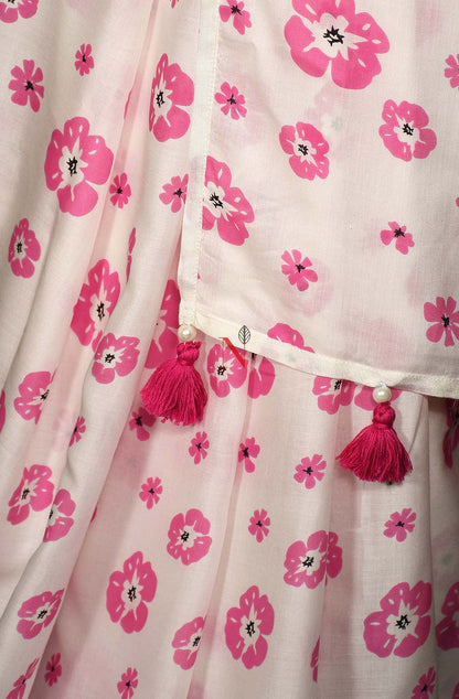 White Pure Cotton Printed Saree