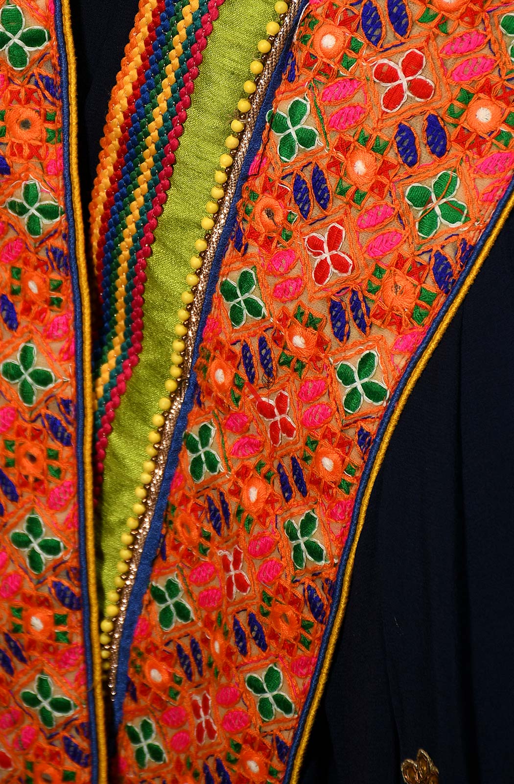 Navy Blue Designer Pure Georgette Embroidered Saree - Bird Of Paradise - Naksheband