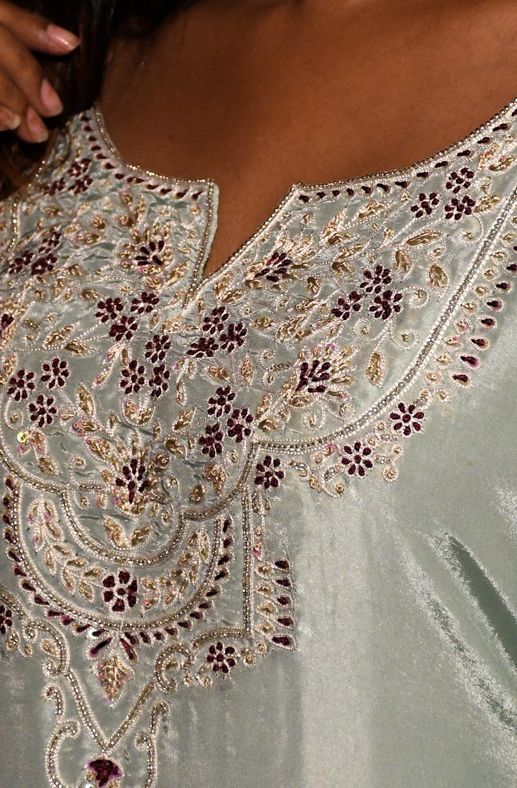 Mint Green Embroidered Designer Plazzo Top Set - Mint Mistery - Naksheband