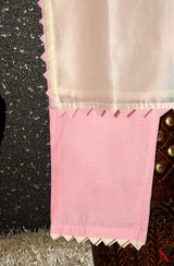 Cream Pure Silk Chanderi Hand Embroidered Suit Set - Naksheband