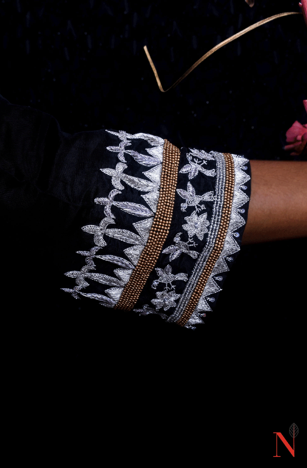 Black Pure Mudal Silk Hand Embroidered Suit Set - Naksheband
