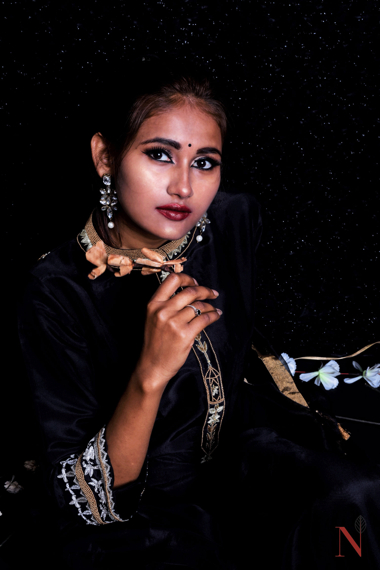 Black Pure Mudal Silk Hand Embroidered Suit Set - Naksheband