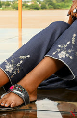 Grey Pure Muga Hand Embroidered Suit Set - Naksheband