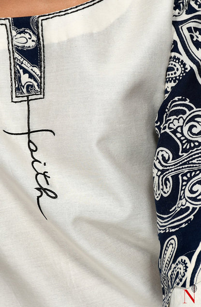 White Pure Silk Chanderi Hand Embroidered Suit Set - Naksheband