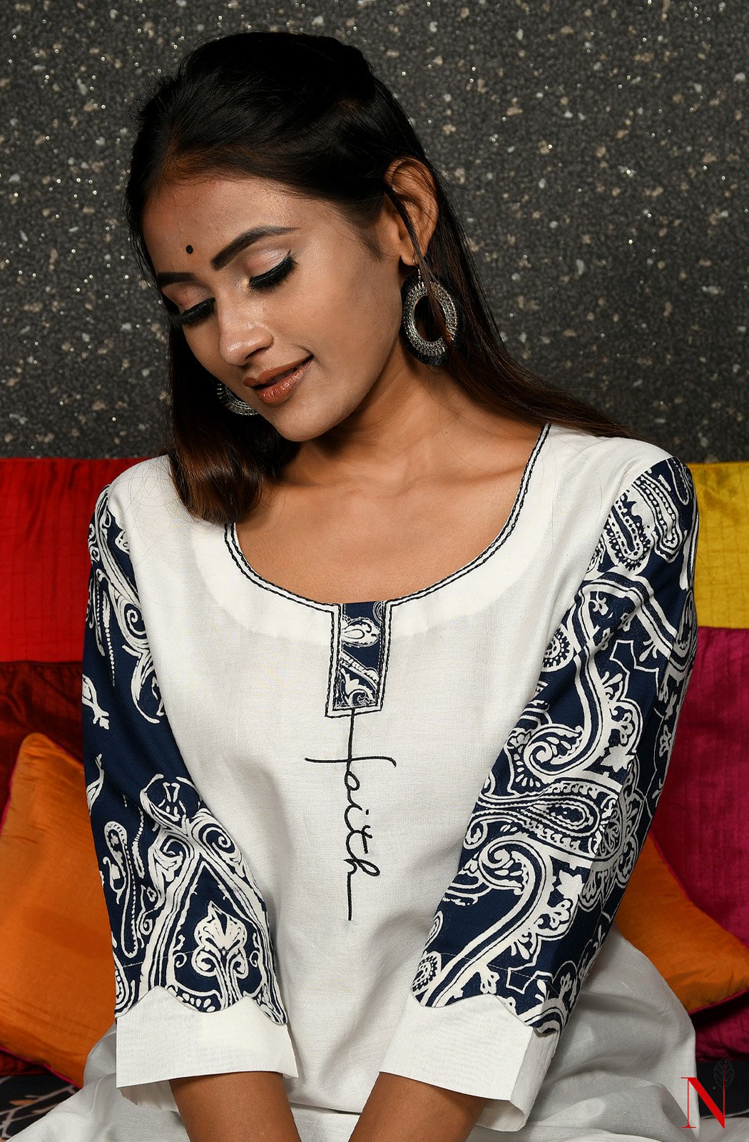 White Pure Silk Chanderi Hand Embroidered Suit Set - Naksheband