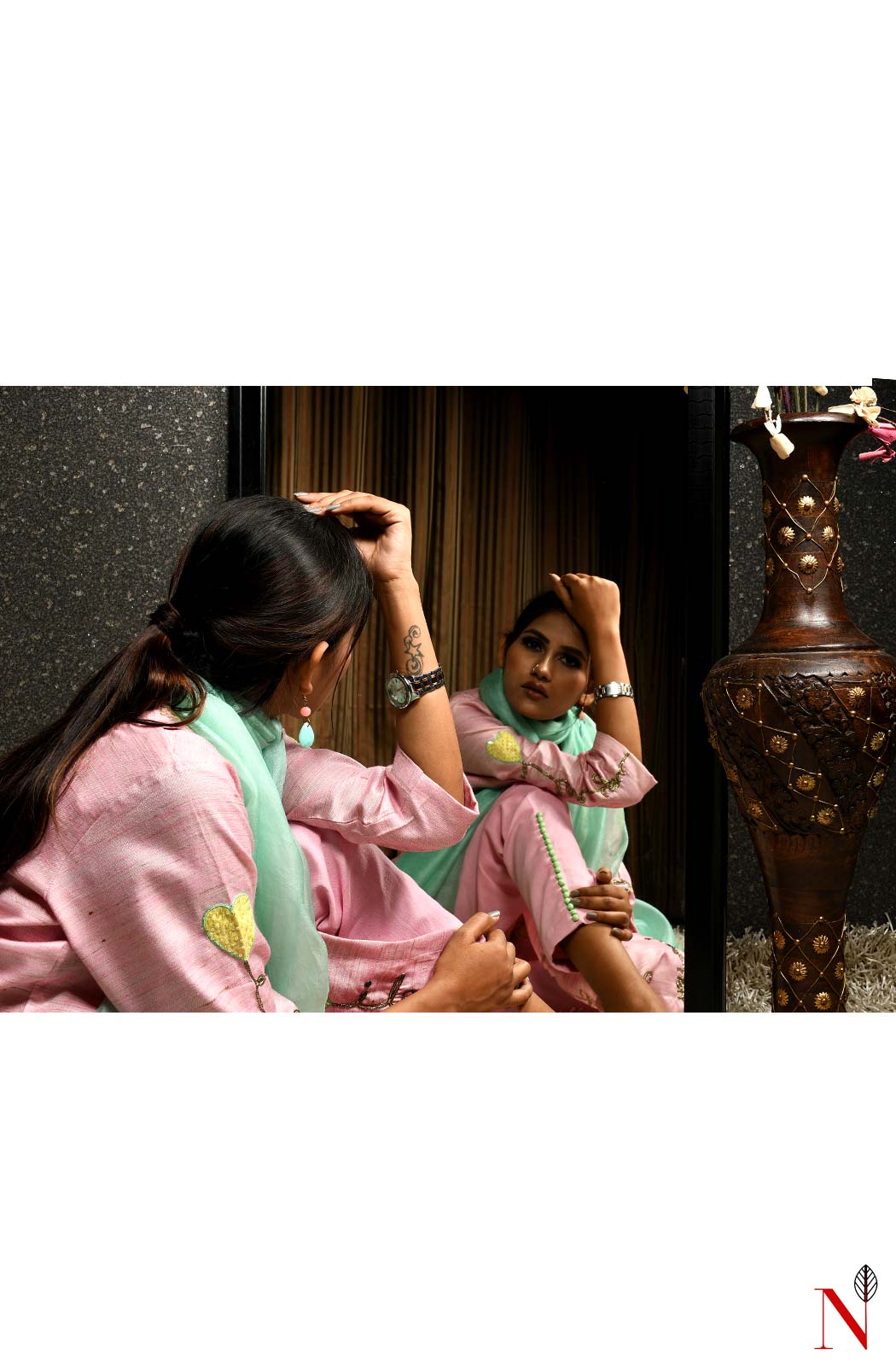 Pink Pure Cotton Hand Embroidered Suit Set - Naksheband