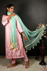 Pink Pure Cotton Hand Embroidered Suit Set - Naksheband