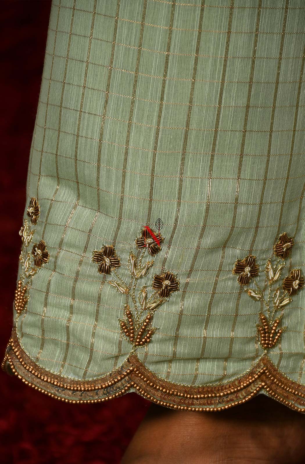 Onion Pink Cotton Khadi Hand Embroidered Suit Set - Naksheband
