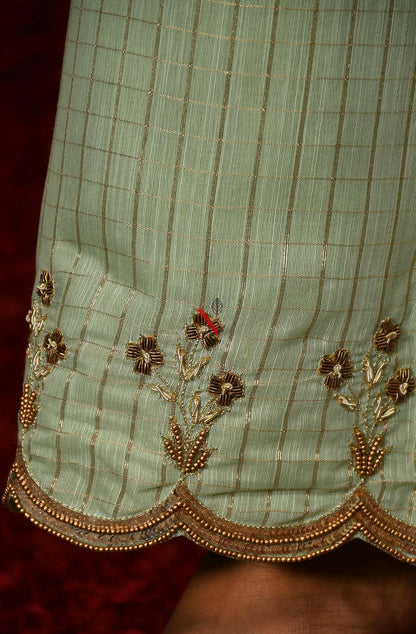 Onion Pink Cotton Khadi Hand Embroidered Suit Set - Naksheband
