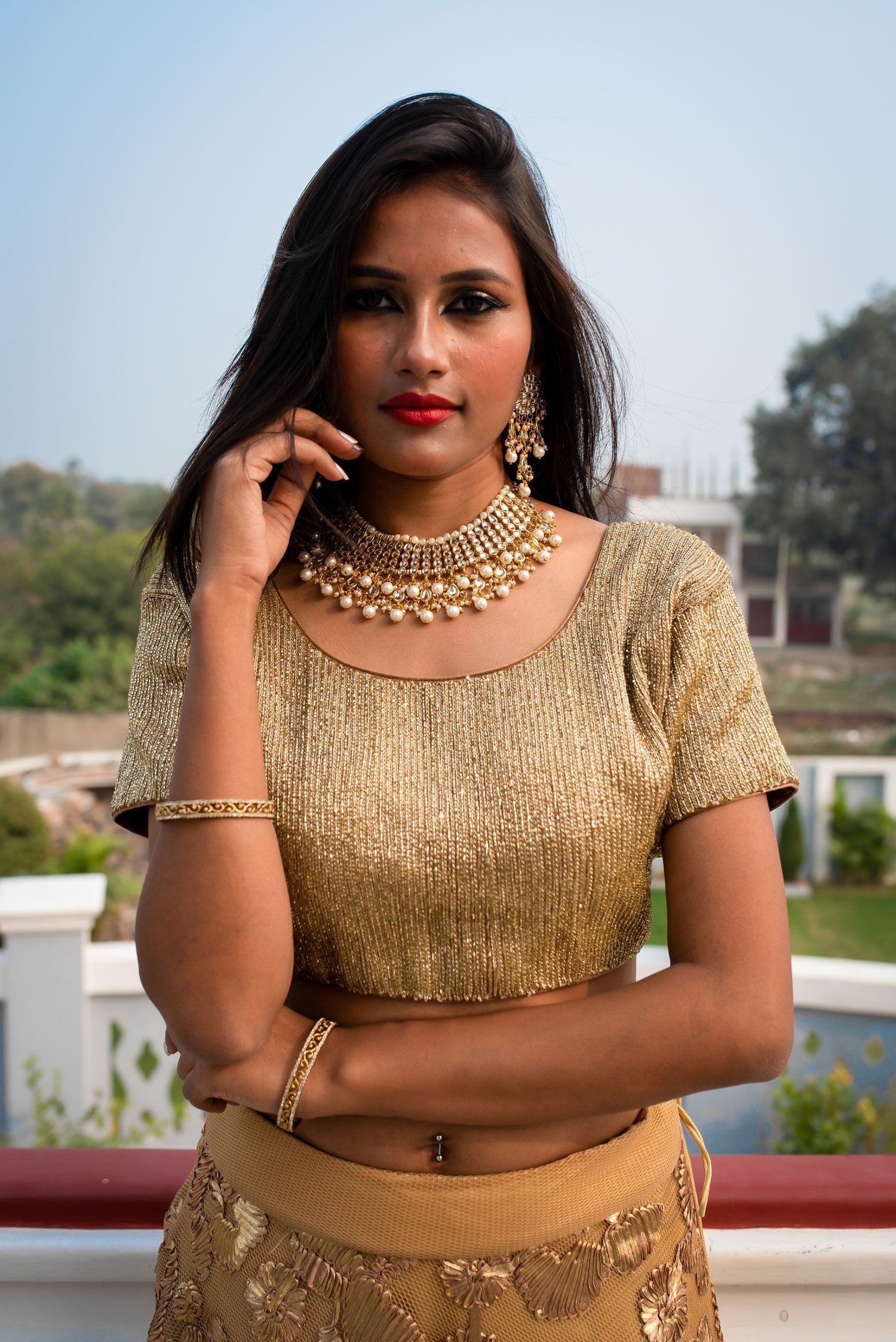Granola And Peanut Color Indowestern Designer Skirt Set - Peanut - Naksheband