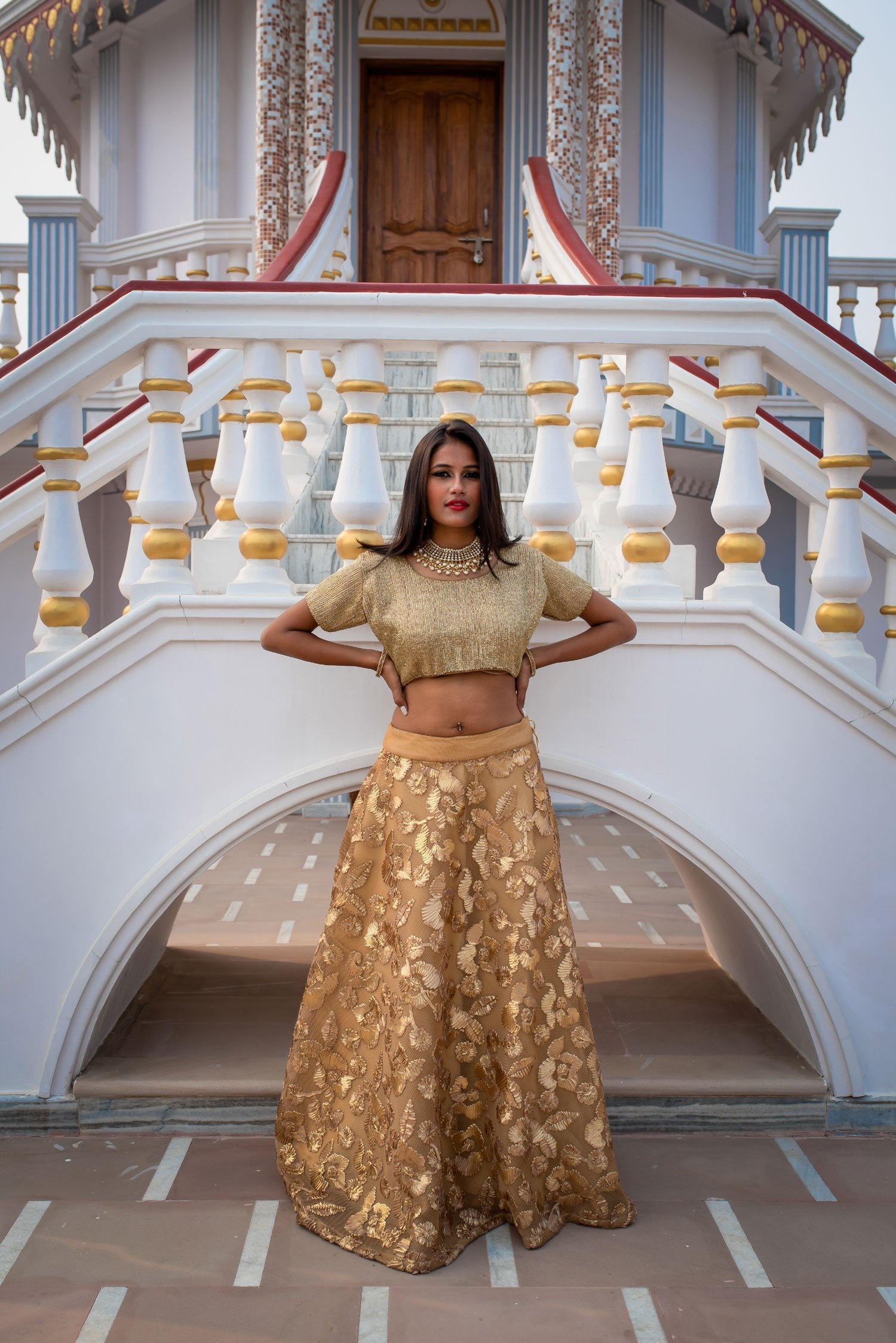 Granola And Peanut Color Indowestern Designer Skirt Set - Peanut - Naksheband