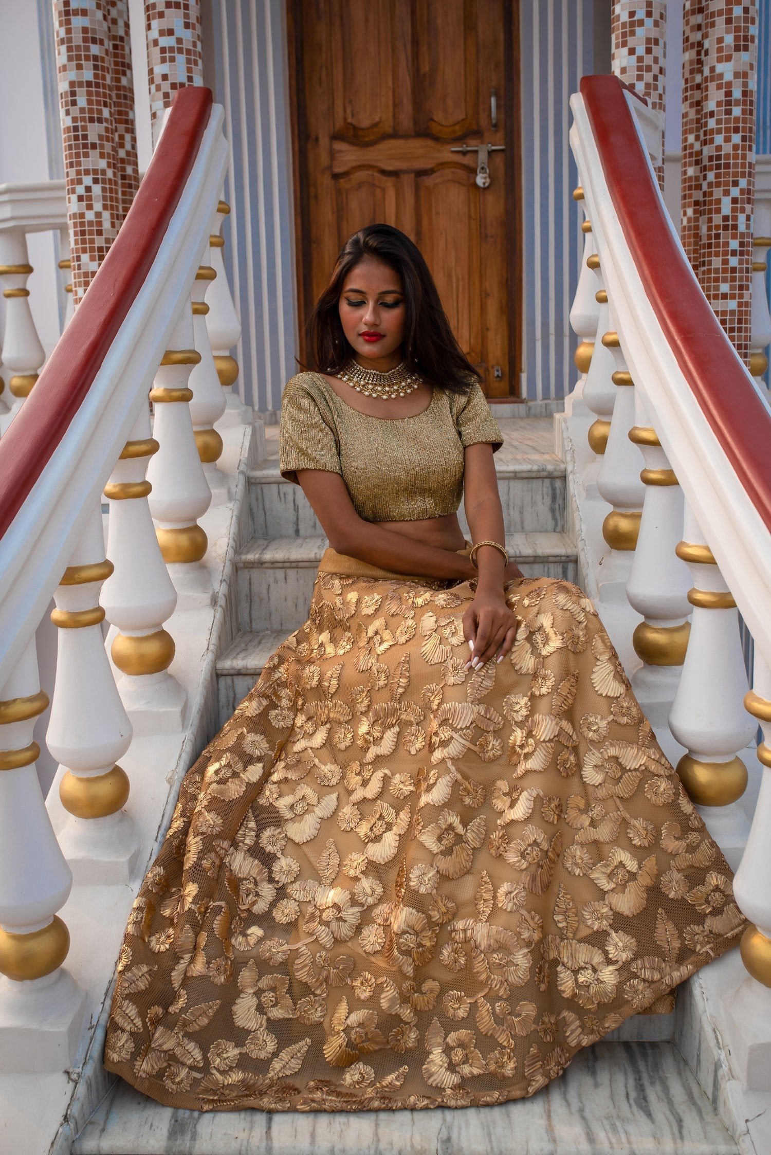 Granola And Peanut Color Indowestern Designer Skirt Set - Peanut - Naksheband