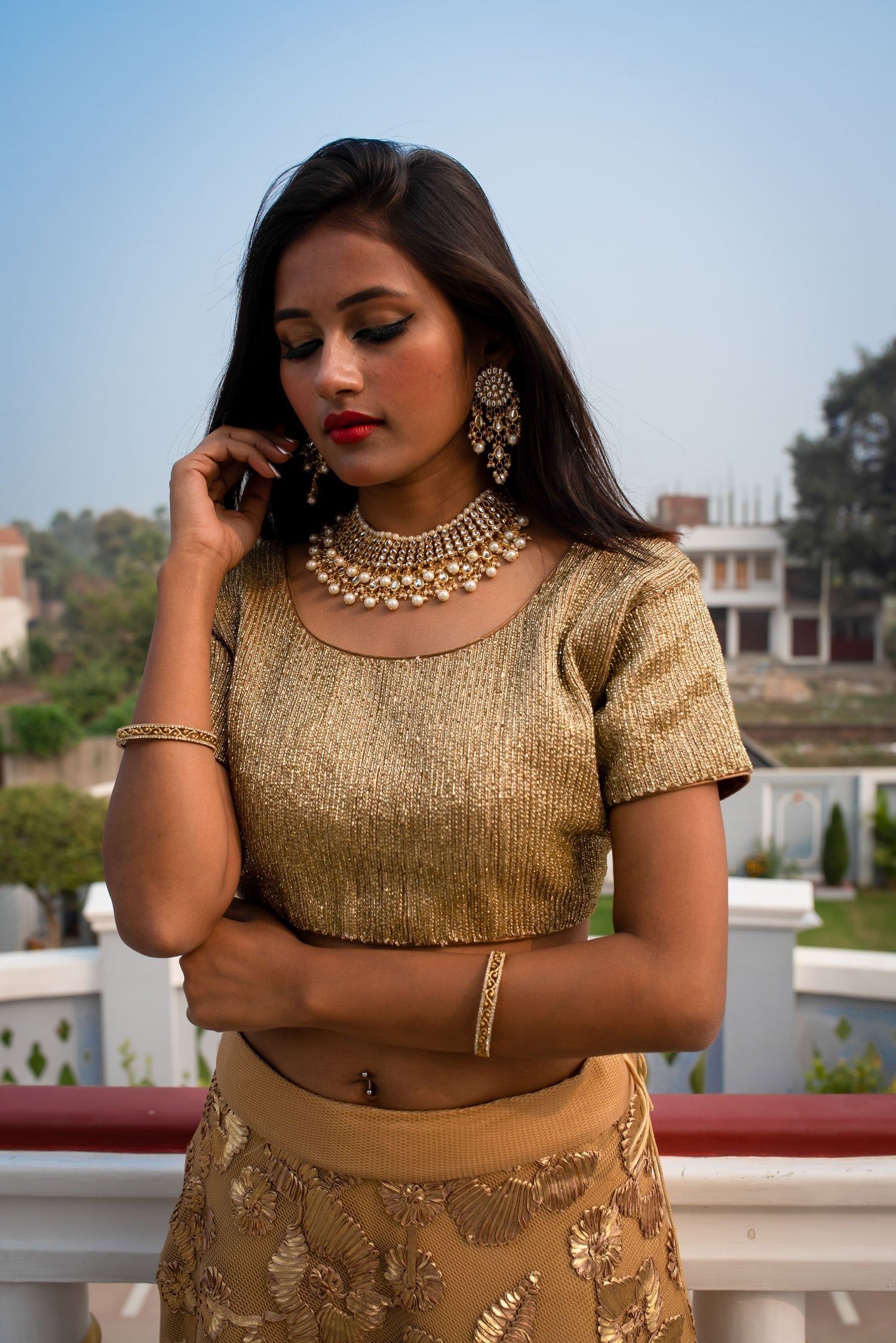 Granola And Peanut Color Indowestern Designer Skirt Set - Peanut - Naksheband