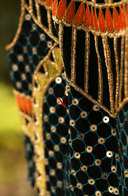 Black Imported Satin Net Hand Embroidered Designer Blouse (RAVAN) - Naksheband
