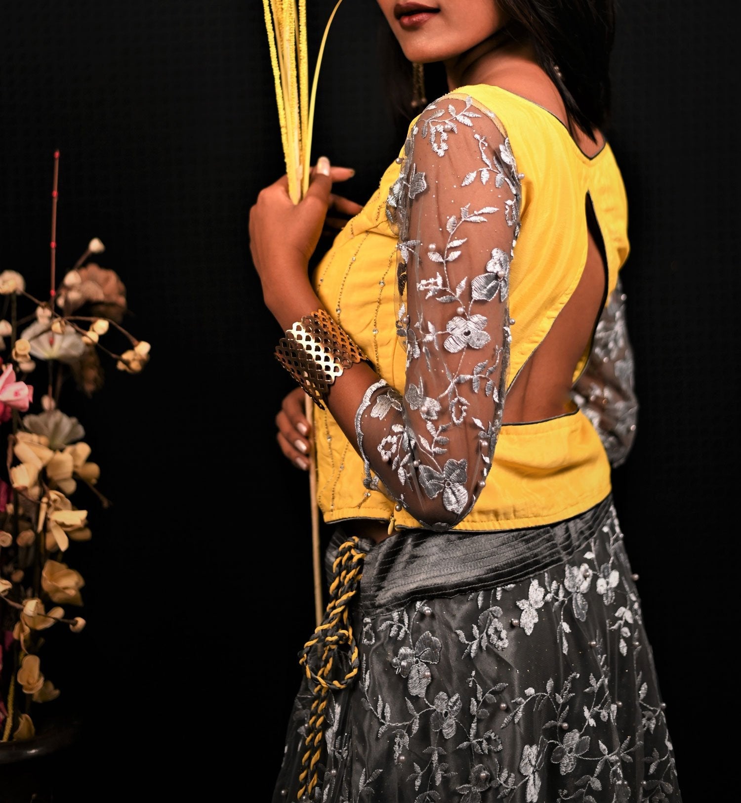 Indowestern Designer Skirt Set - Pollen - Naksheband