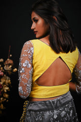 Indowestern Designer Skirt Set - Pollen - Naksheband