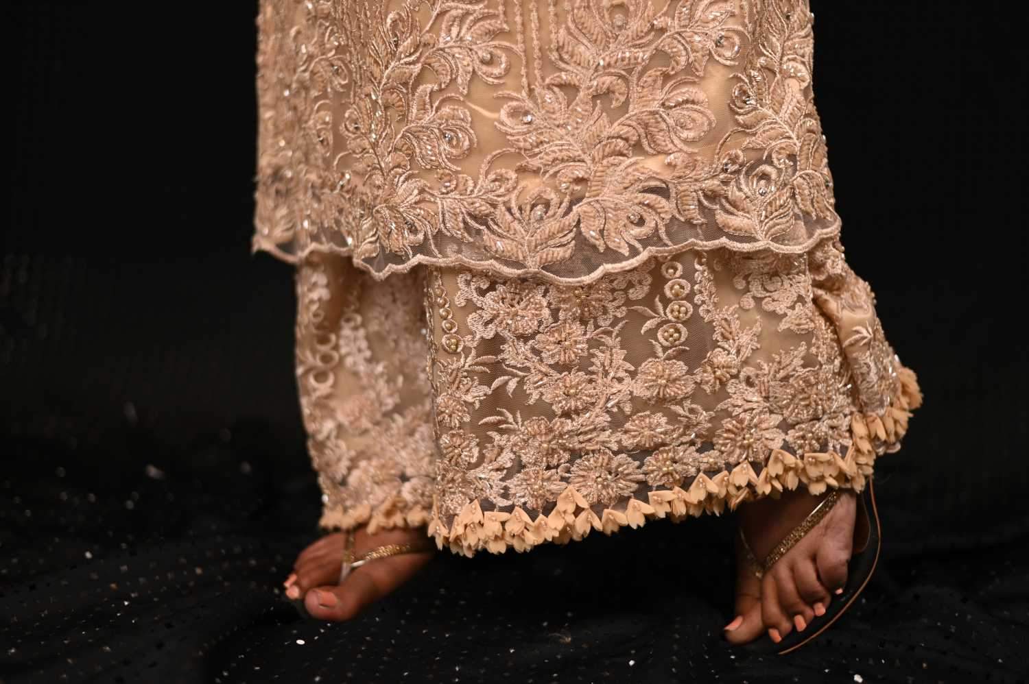 Beige Color Designer Embroidered Satan Suit Set - Abalone - Naksheband