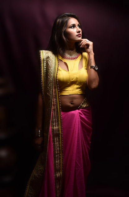 Designer Embroidery Pure Georgette Saree - Pink Lady - Naksheband