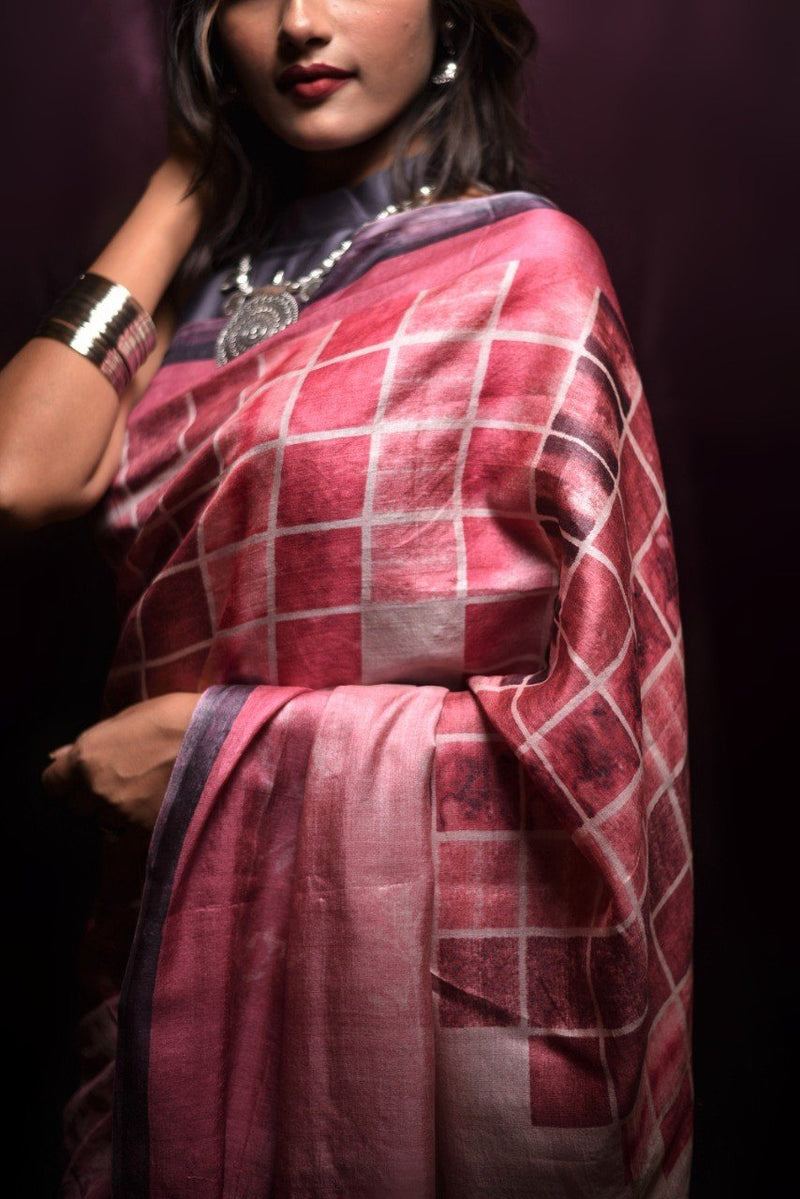 Designer Pure Silk Printed Saree - Juneberry - Naksheband