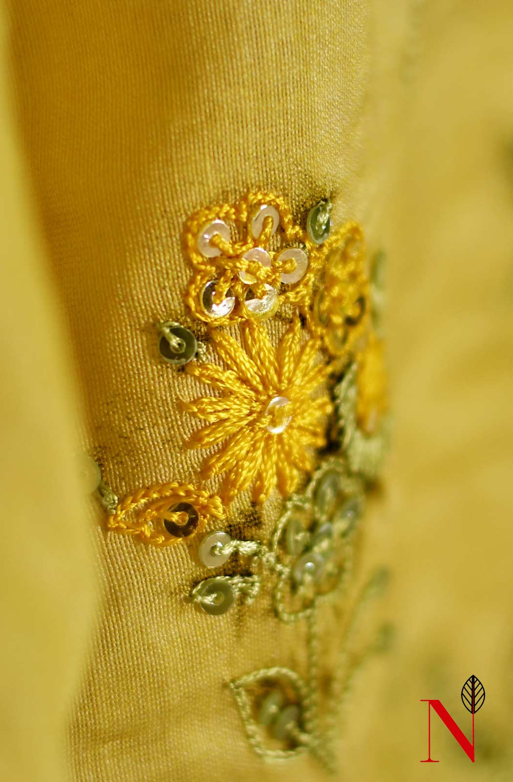 Light Yellow Pure Silk Chanderi Hand Embroidered Designer Blouse - Naksheband