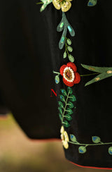 Black Crepe Hand Embroidered Designer Blouse