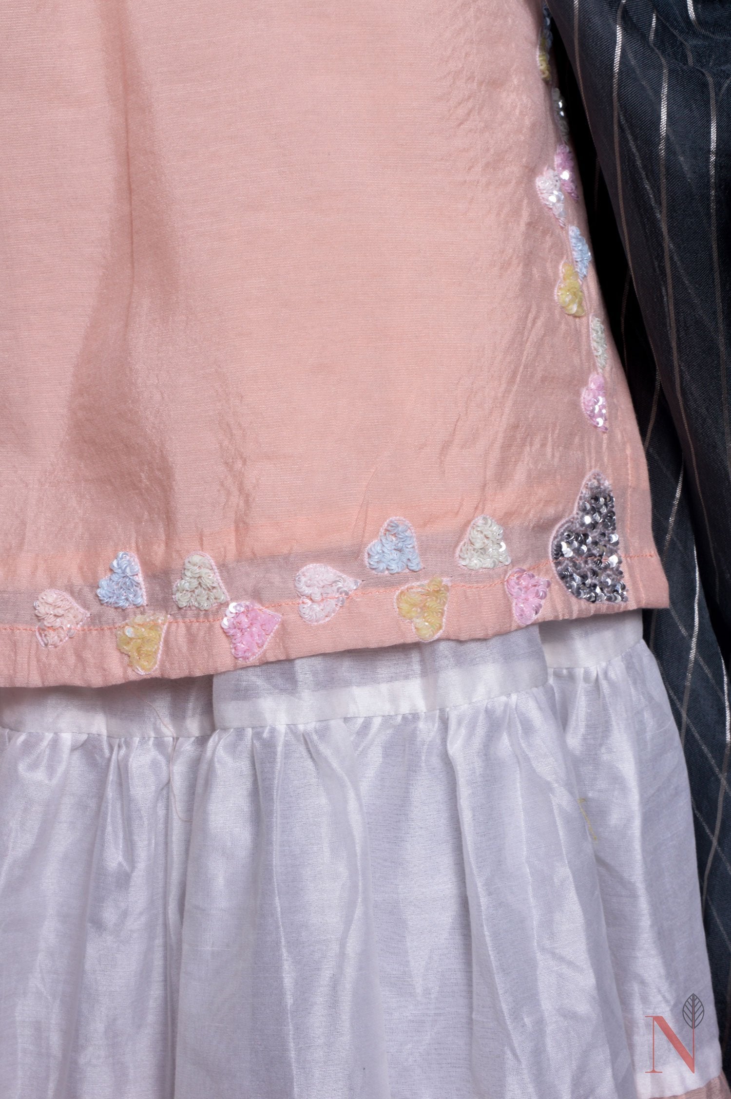 Teared Garara Silk Chanderi Set -  Cantaloupe - Naksheband