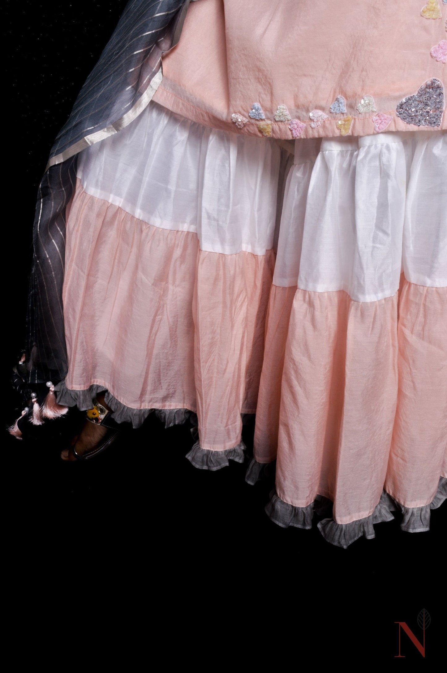 Teared Garara Silk Chanderi Set -  Cantaloupe - Naksheband
