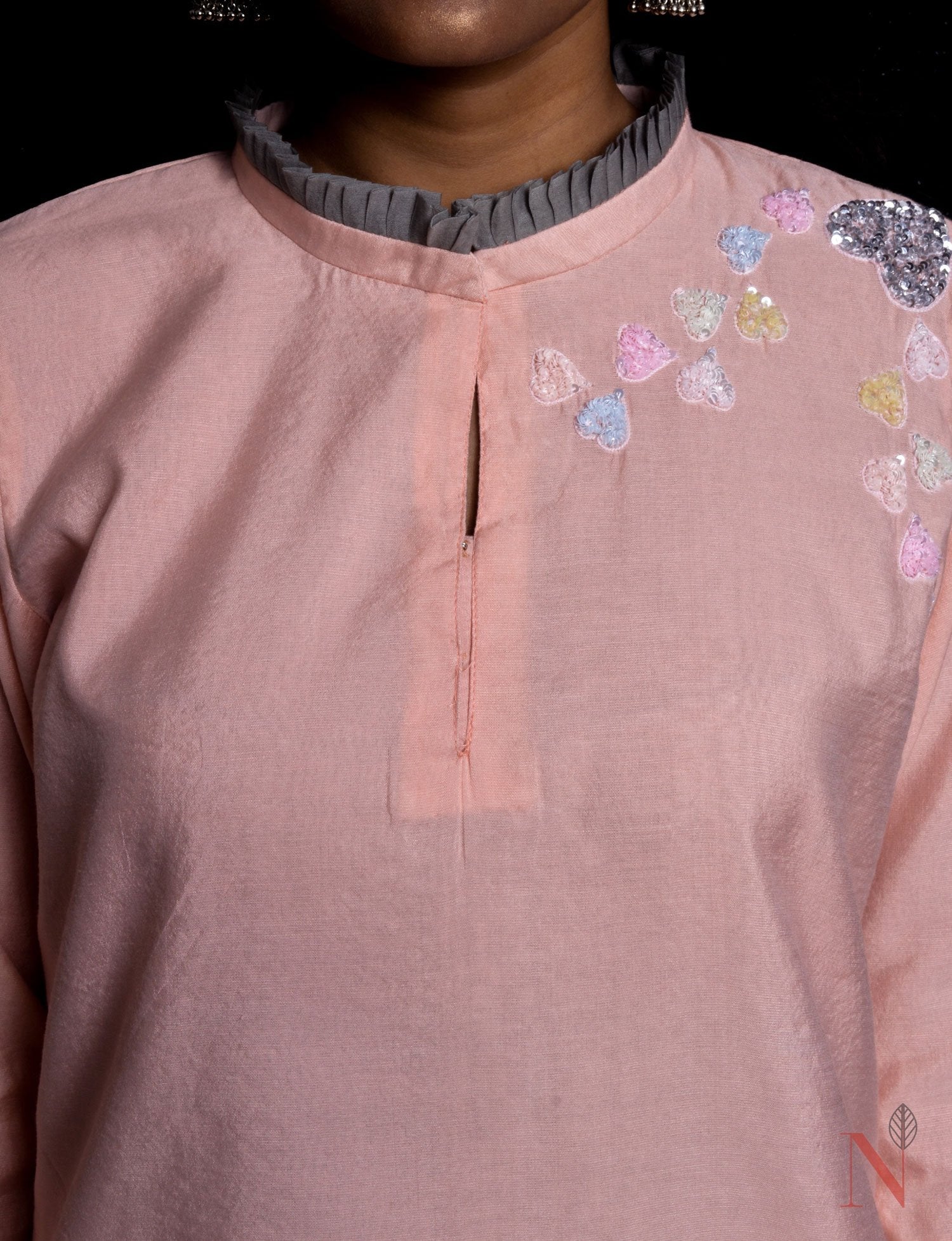 Teared Garara Silk Chanderi Set -  Cantaloupe - Naksheband