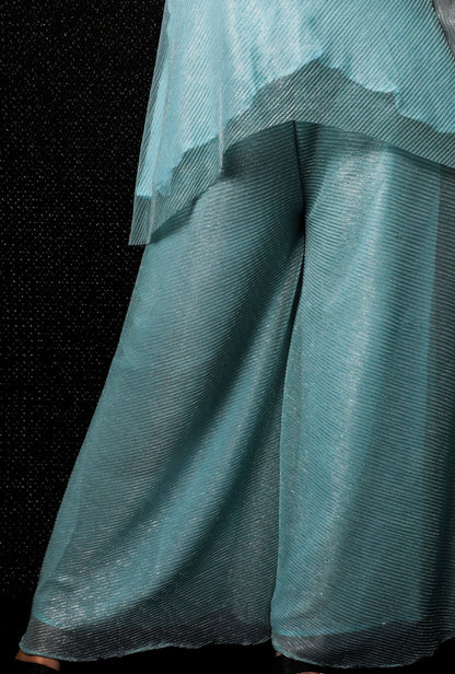 Indowestern Designer Sharara Peplum - Lagoon - Naksheband