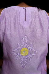 Lavender Color Teared Garara Silk Chanderi Set- Lavender Blush - Naksheband