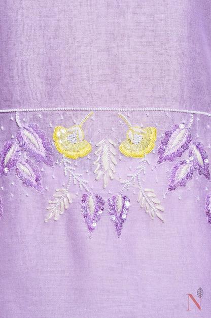 Lavender Color Teared Garara Silk Chanderi Set- Lavender Blush - Naksheband