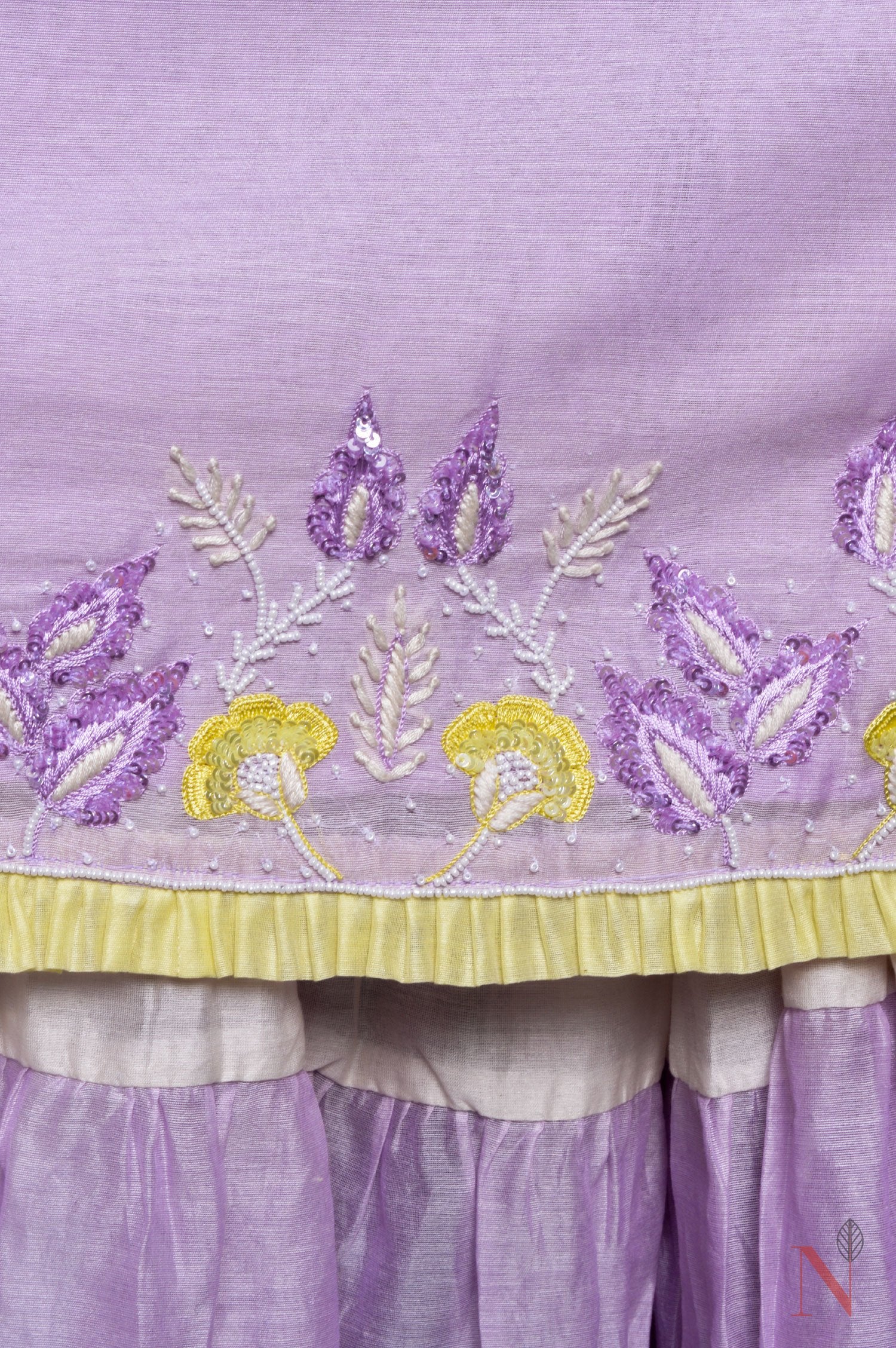 Lavender Color Teared Garara Silk Chanderi Set- Lavender Blush - Naksheband