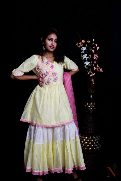 Teared Garara Chanderi Silk Set - Sunshine - Naksheband