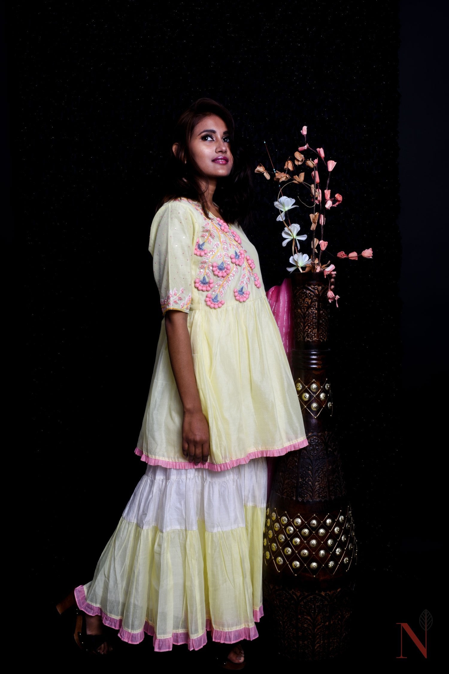 Teared Garara Chanderi Silk Set - Sunshine - Naksheband