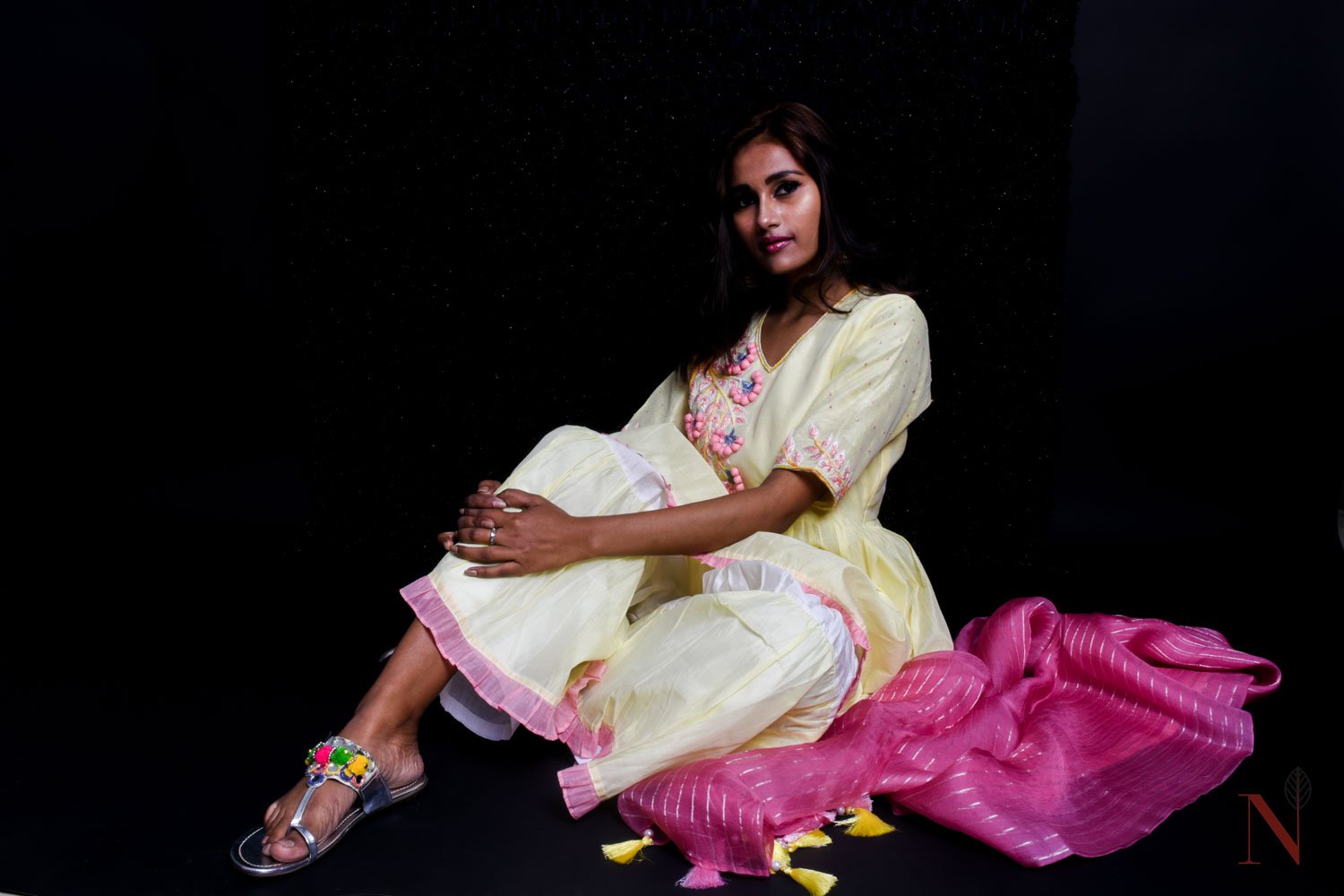 Teared Garara Chanderi Silk Set - Sunshine - Naksheband