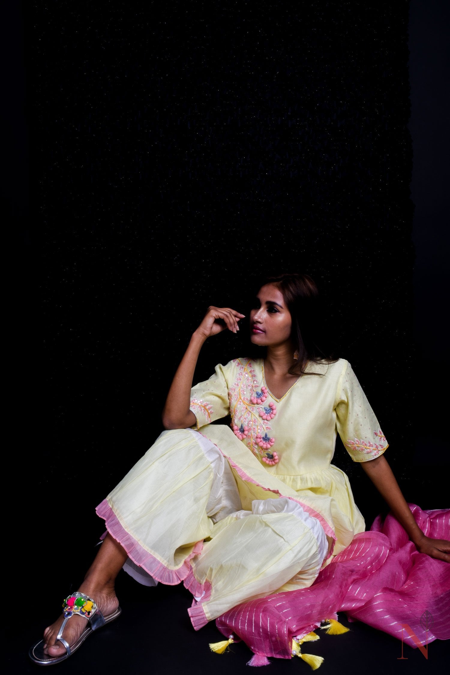 Teared Garara Chanderi Silk Set - Sunshine - Naksheband
