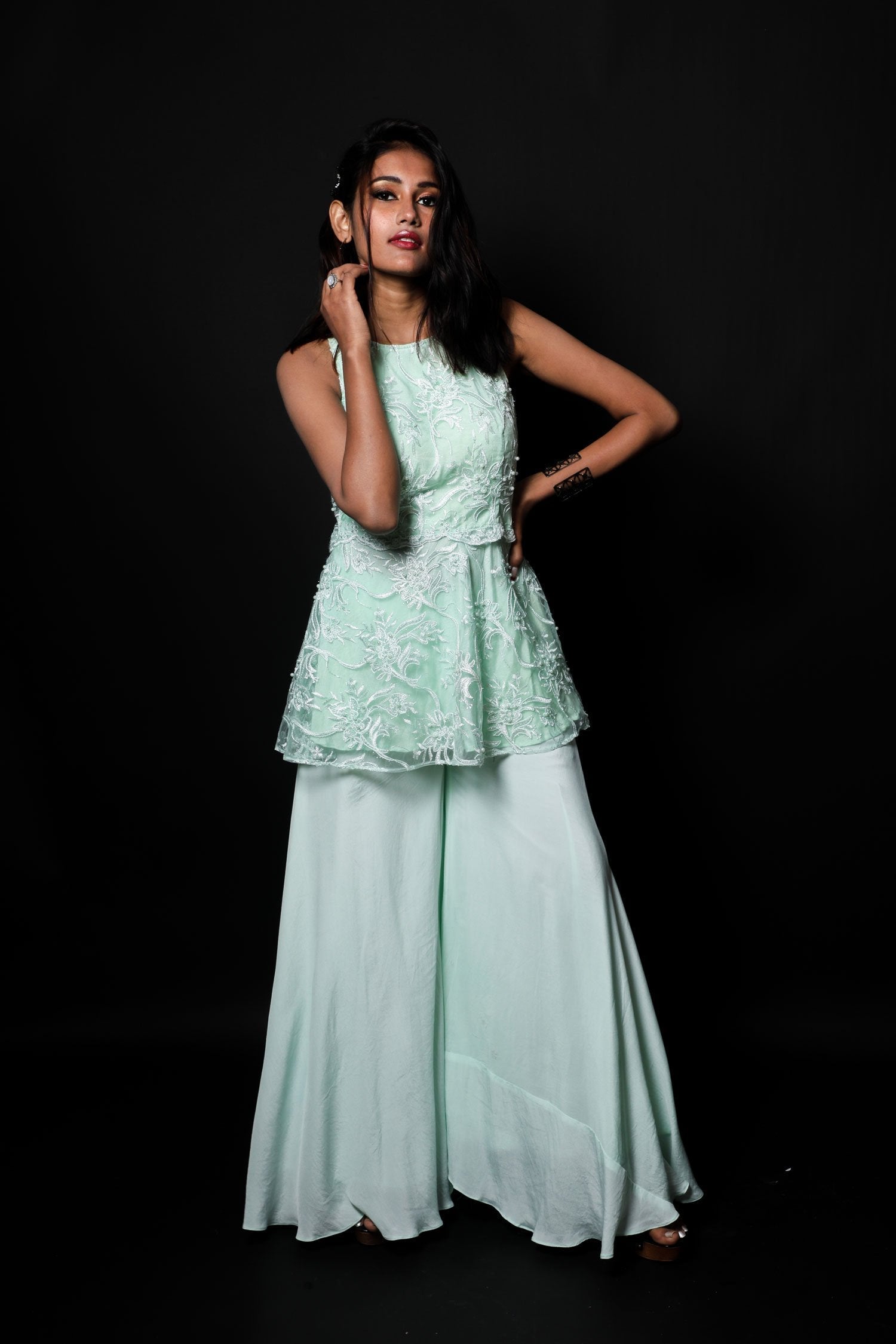 Indowestern Designer Peplum Sharara Set - Sviyan - Naksheband